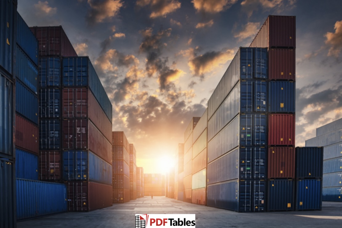 A photograph of shipping containers.